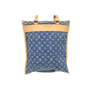 Louis Vuitton Handbag Denim Blue Shopper Flat Monogram